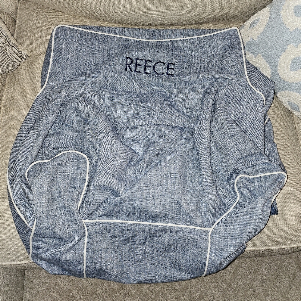 PB Chambray with White Piping My First Anywhere Chair® Slipcover Only - REECE